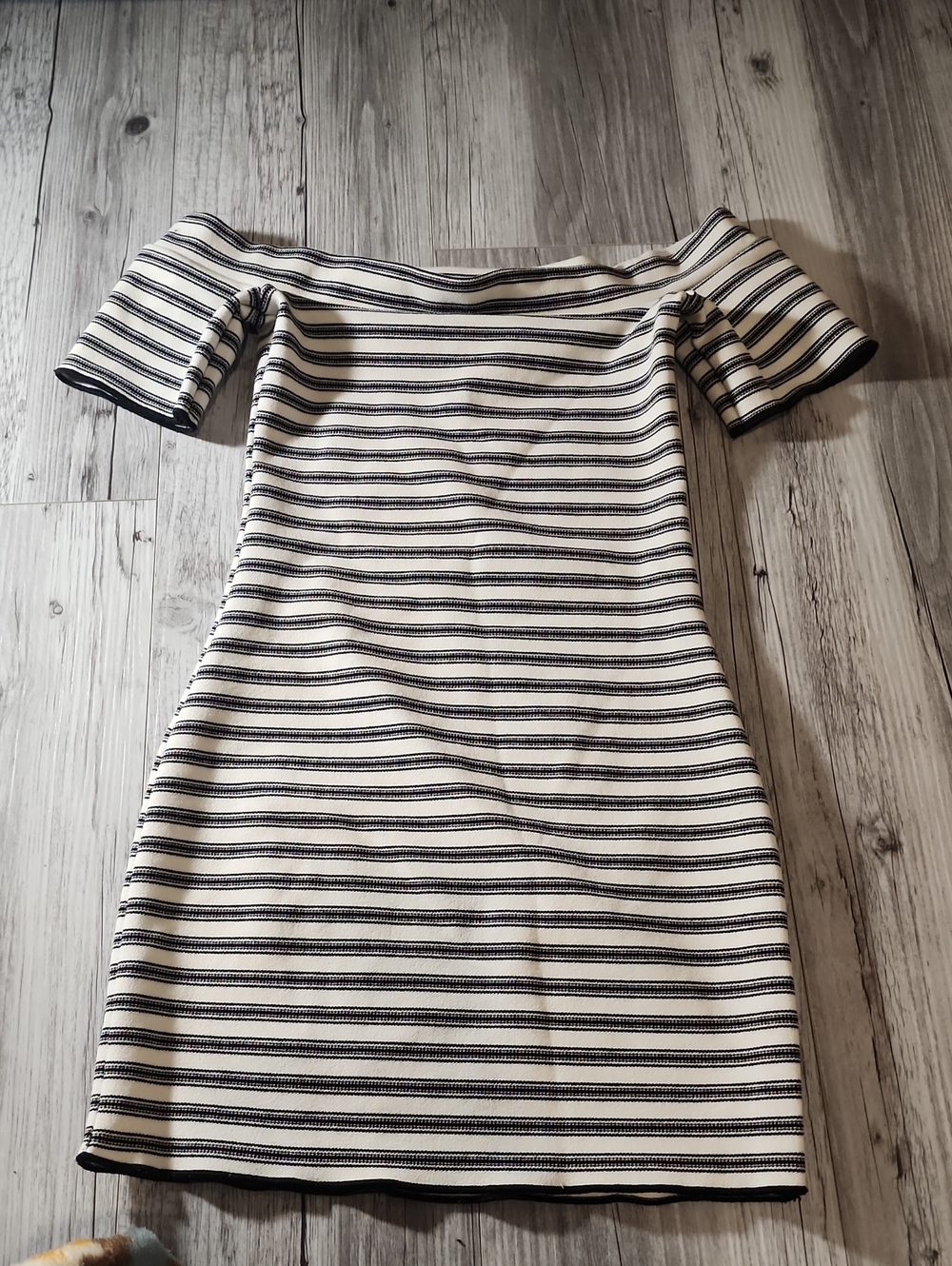 Zara Off-Shoulder Black and White Striped Dress